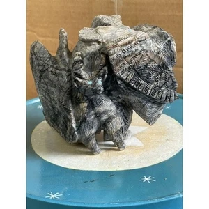 Scultura Navajo fetish marmo intagliato pietra orso lupo aquila sud-ovest - Foto 1 di 12