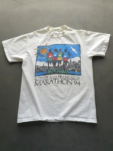 Vintage 90s City Of San Francisco Marathon 1994 White T-shirt Cotton M - Picture 1 of 8