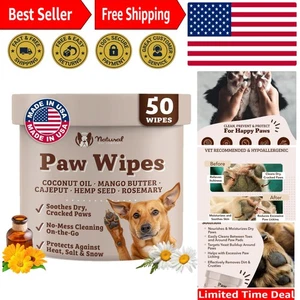 Toallitas naturales para patas de perro - Tarro de 50 quilates para limpieza e hidratación orgánica de patas - Imagen 1 de 11