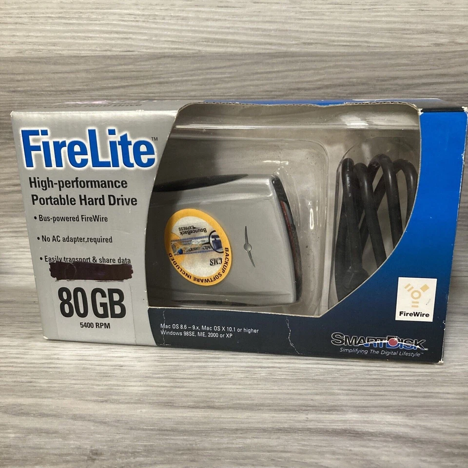 USBFLB80 SmartDisk FireLite 80GB USB External+ CMS BounceBack Backup Software - Image 1 of 4