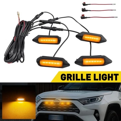 4x Smoked Lens Amber LED Front Grille Lights for Toyota 2019-2024 RAV4 Hybrid LE - Image 1 of 4
