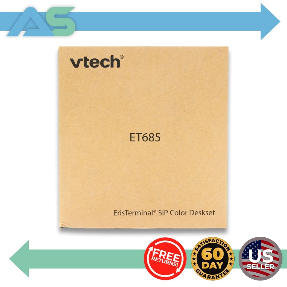 VTech ET685 4.3" Color LCD Gigabit ErisTerminal 12 Line SIP IP Bluetooth Phone - Image 1 of 4
