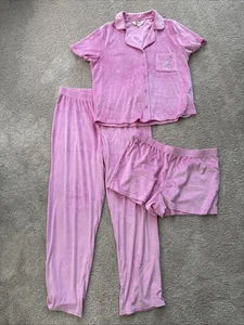 NWOT Juicy Couture Signature Studded Logo Velvet PJ Sleepwear 3-pc Set, Size L - Picture 1 of 12
