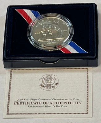 2003 US Mint First Flight Centennial Commemorative uncirculated silver dollar - Image 1 of 4