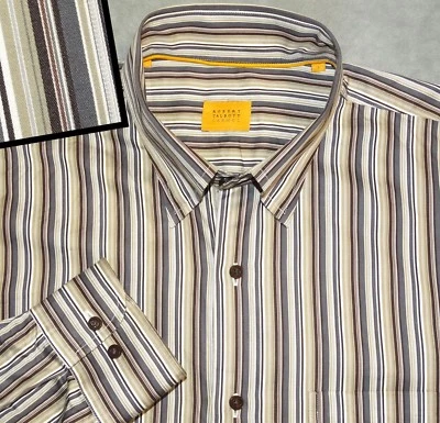 CAMISA ROBERT TALBOTT HOMBRE L CARMEL MULTI-RAYAS MARRÓN TOSTADO VERDE GRIS Foto 1 de 4