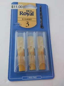 Royal by D'Addario Bb Clarinet Reeds, Strength 3, 3-pack 3.0 RCB0330, free Ship! - Picture 1 of 2