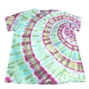 V Neck Handmade Tie Dye T-Shirt, Psychedelic Fan Scrunch Tee - Adult XXL 2XL - Picture 1 of 1