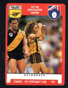 1991 STIMOROL FOOTBALL CARD  - JOHN PLATTEN #52 (NEAR MINT)