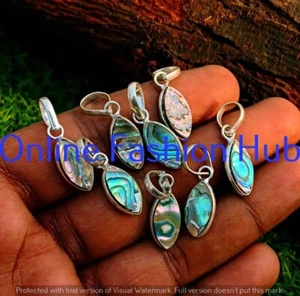Marquise Cut Abalone Shell Gemstone Pendants 925 Sterling Silver Plated Bulk Lot - Picture 1 of 12