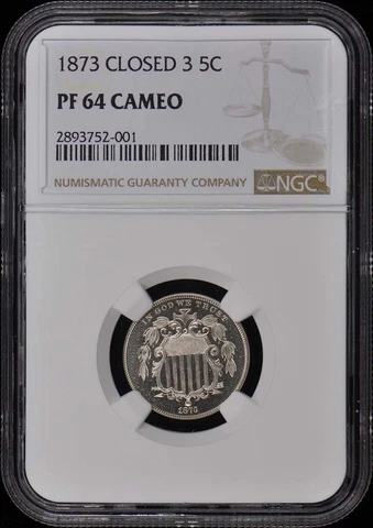 1875 Shield 5C NGC PR65 * Cover