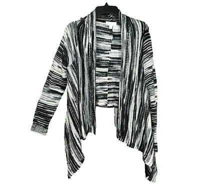 New York Company M Cardigan Sweater Women's Black White Draped Topper Wrap  - Image 1 of 4