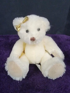 Elizabeth Taylor Plush White Bear With Gold Purse and Bow - Picture 1 of 6