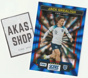 Jack Grealish 22/50 2023-24 PANINI Score FIFA Soccer Blue Laser No. 38 England - Picture 1 of 2