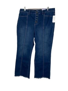 NWT Style & Co Women’s cropped Jeans seam front button fly med wash Size 18 - Picture 1 of 14