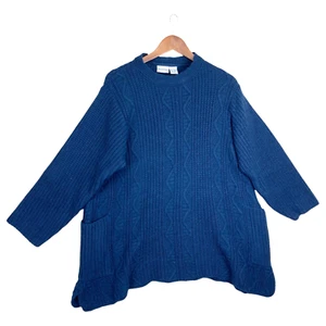 VTG Newport News Oversize Cable knit Chunky Baggy Navy Pullover Sweater Size M - Picture 1 of 17