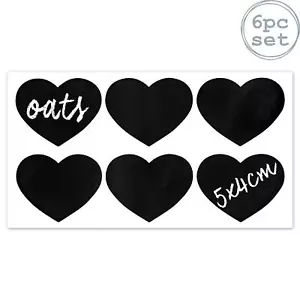 6x Heart Glass Storage Jar Labels Food Preserving Container 5 x 4cm Black - Picture 1 of 7