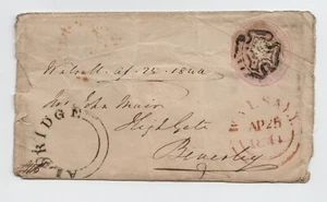 GB 1d Rosa Postal Estacionaria con Cruz de Malta 1844 - Aldridge - Beverley - Imagen 1 de 2