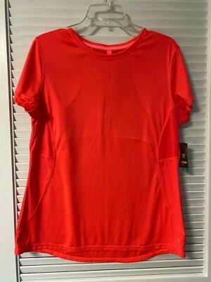 DANSKIN WOMEN'S ACTIVEWEAR BRGHT ORGANGE MESH BACK VENTERED SS TEE XL NWT - Image 1 of 4