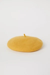 H&M Mustard Yellow 100% Felted Wool Beret Women's One Size - Picture 1 of 6