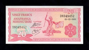 F.C. BURUNDI , 20 FRANCOS 2005 , S/C ( UNC ) , P.27d . - Picture 1 of 2