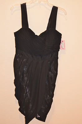 Nuevo con etiquetas Vestido Phoebe Couture Negro Chifón Sobre Metálico Sin Mangas Talla 8 Foto 1 de 4