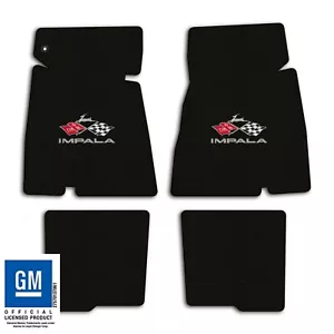 1965 Chevrolet Impala - Black Classic Loop Carpet 4pc Floor Mat Set - Flags Logo - Picture 1 of 12
