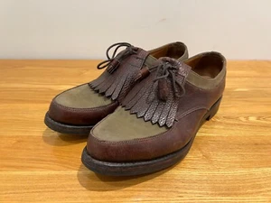 Rare Purdey Green Nubuck & Brown Pebble Grain Leather Kiltie Shoes Size 7.5 UK - Picture 1 of 17