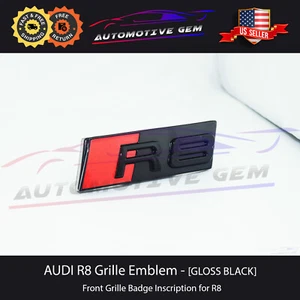Audi R8 Front Grille Badge GLOSS BLACK Emblem S line Inscription Coupe Spyder - Bild 1 von 2