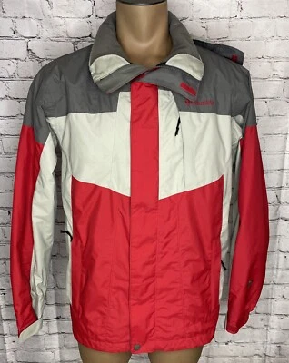 Youth Columbia Jacket Gray Red Omni Tech Coat Zip Up 18/20 With Hood - Image 1 of 4