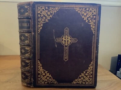 C. 1850 The Holy Bible - Catholic - Johnson Fry & Co. New York - Illustrated Foto 1 de 4