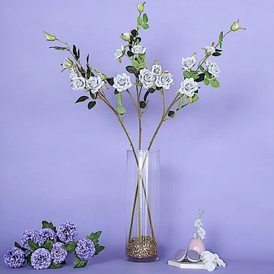 2 PLATA 38" ROSAS DE SEDA DE UN SOLO TALLO Ramos Centros de mesa de boda Decoraciones Foto 1 de 4