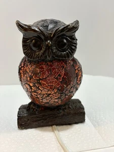 Night Owl Lamp Stained Mosaic Art Glass Small Table Desk Mantel Light - Picture 1 of 12