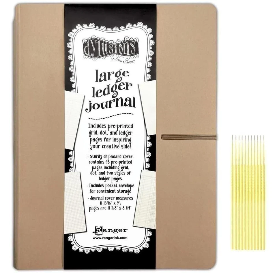 Trebbies Dylusions Ranger Ink Large Ledger Journal, Pre-Printed Grid, Dot and - Image 1 of 1