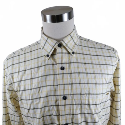 Cabelas Mens Cotton Button Up Pastel Yellow Plaid Shirt Large - Image 1 of 4