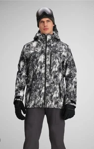 NEW! Obermeyer Mens Foraker Shell Jacket Black White Recco Hooded Zip Sz L $429 - Picture 1 of 22
