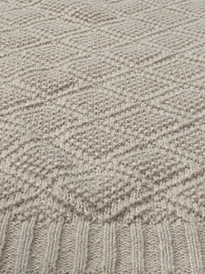 Shabby Chic Baby Blanket Pink Muted Knit Yarn 32x36 - Image 1 of 4