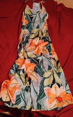 Camisola longa feminina XS Nicole Miller, poli/elastano, floral tropical, NOVA/etiquetas - Imagem 1 de 4