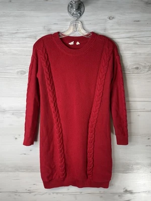 Vestido Suéter Gap Niños Niñas XL 12-13 Rojo Cable Tejido Algodón Manga Larga Cálido Foto 1 de 4