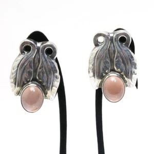 Georg Jensen 108 Silber Ohrringe 925 Rosenquarz - Bild 1 von 4