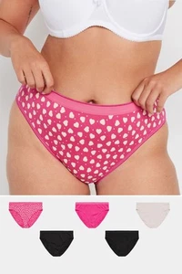 Yours Curve Women's Plus Size 5 PACK Heart Print Full Briefs - Picture 1 of 11