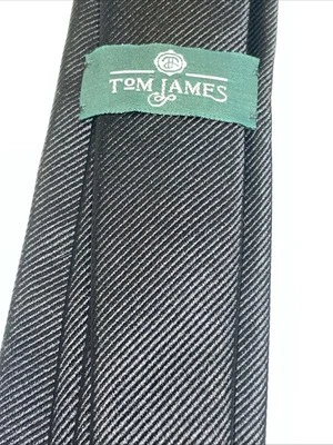 Tom James Black Neck Tie Silk Formal USA Made 58 X 3 Boutique Corporate Career - Image 1 of 4