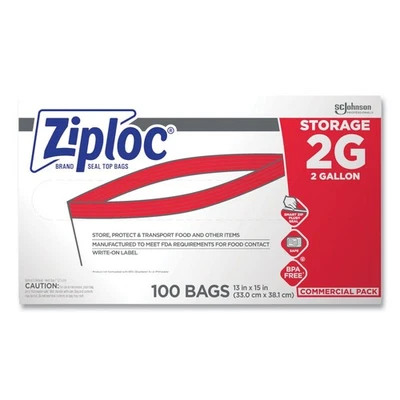 Ziploc 682253 2 Gal. 1,75 mil. Bolsas de almacenamiento con doble cremallera - transparentes (100/CT) nuevas Foto 1 de 4