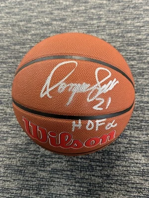 Dominique Wilkins Signed Wilson Atlanta Hawks NBA Basketball w/HOF'06 BAS - Image 1 of 4