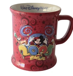 2005 Walt Disney World Coffee Mug Cup Red Walt Disney World Written Interior - Picture 1 of 3