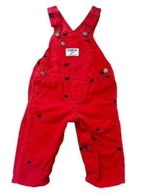 OshKosh B'Gosh Vestbak Mono Rojo Pana con Perros Scottie Negros Talla 9M Foto 1 de 4
