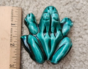 Vintage Anatomically Correct Naughty Frog Male Ceramic Green/Blue Glaze - Picture 1 of 5