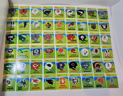 1981 Fleer Teams In Action NFL Football 54 Team Sticker Cards Near Complete Set - Image 1 of 4