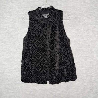 GAP Burnout Velvet Vest Vintage Mandarin Collar Size Medium Boho Top Tank Tunic - Image 1 of 4