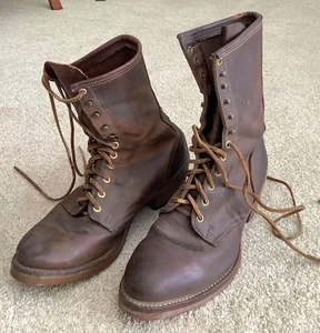 Men’s NITRO Boots 9 1/2 Logger Lace Leather Brown Work Outdoor USA  🇺🇸 - Picture 1 of 8