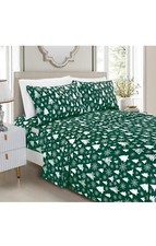 (6-Piece)  Elegant Comfort Printed Sheet Set,  Hunter Green Christmas Tree.